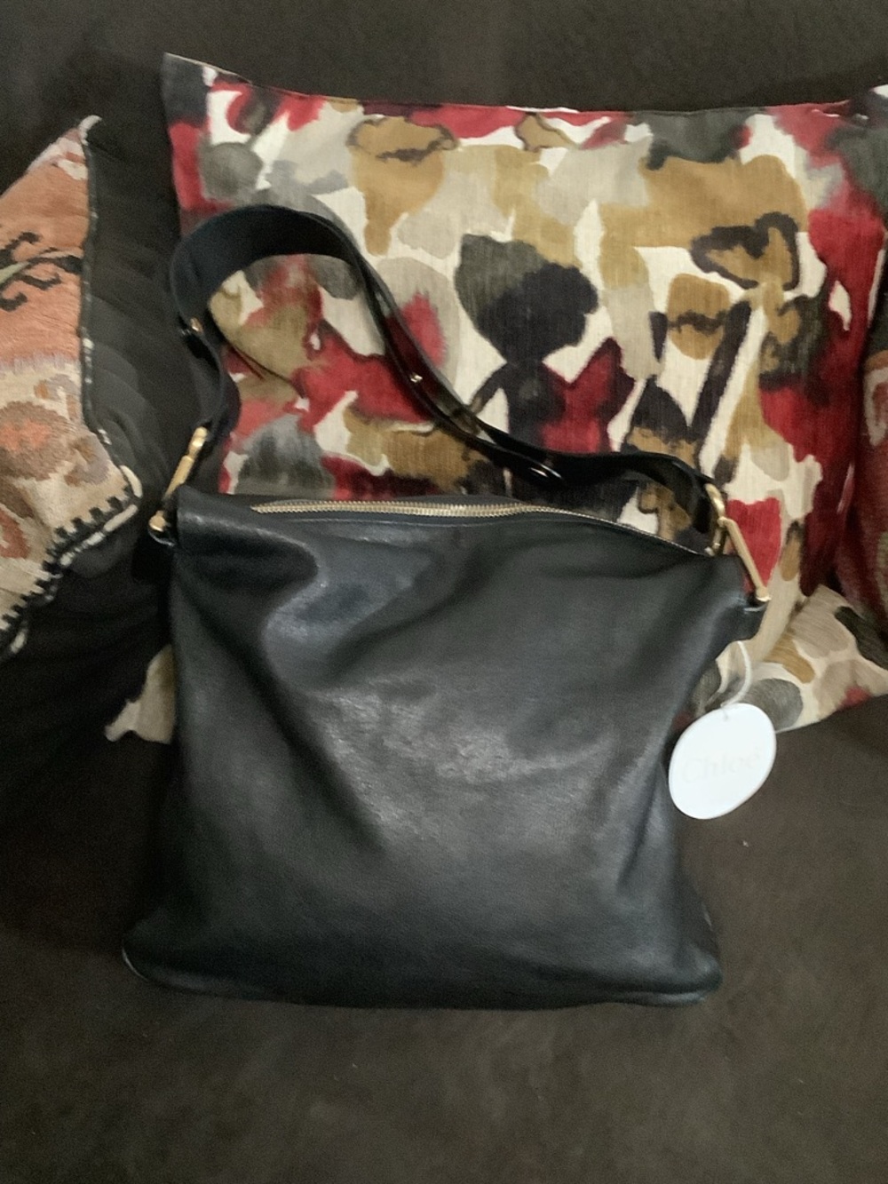 Black Leather Shoulder Bag - Women